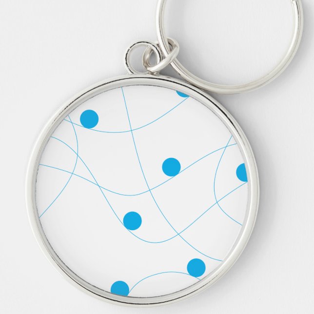 Modern, playful, fun, cute blue balls pattern key ring (Front)