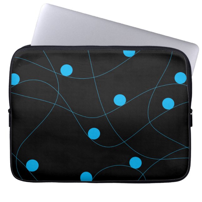 Modern, playful, fun, cute blue balls pattern laptop sleeve (Front)