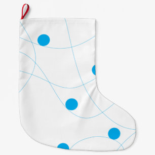 Modern, playful, fun, cute blue balls pattern large christmas stocking