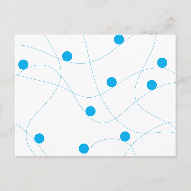 Modern, playful, fun, cute blue balls pattern postcard (Front)