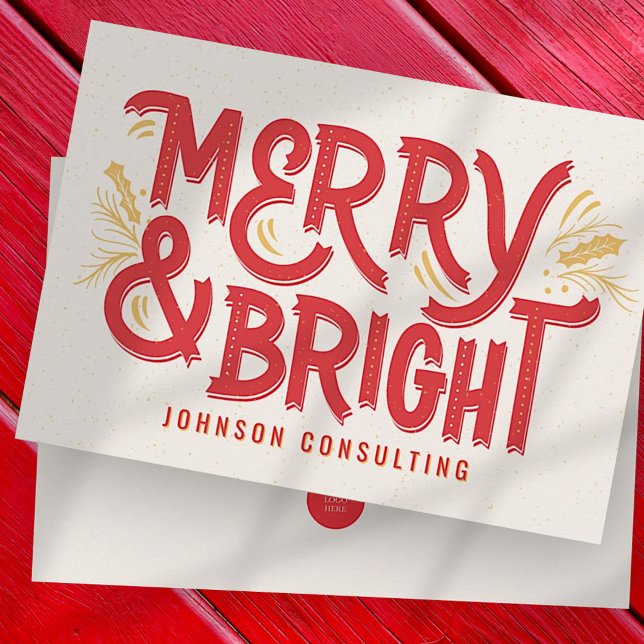 Modern Playful Merry and Bright Christmas Business Holiday Card (Creator Uploaded)