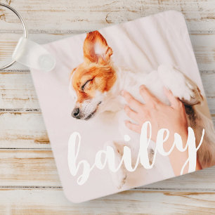 Modern Playful Simple Elegant Chic Pet Photo Key Ring