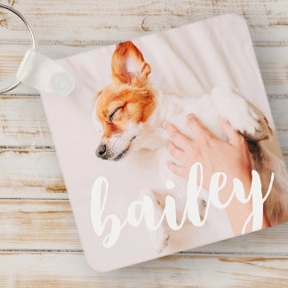 Modern Playful Simple Elegant Chic Pet Photo Key Ring