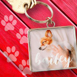 Modern Playful Simple Elegant Chic Pet Photo Key Ring<br><div class="desc">This simple and classic design is composed of serif typography and add a custom photo of your pet.</div>