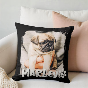 Modern Playful Simple Grunge Custom Pet Photo Cushion