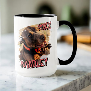 Modern Playful Simple Grunge Custom Pet Photo Mug