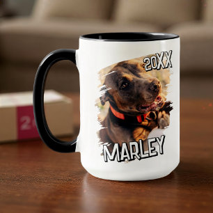 Modern Playful Simple Grunge Custom Pet Photo Mug