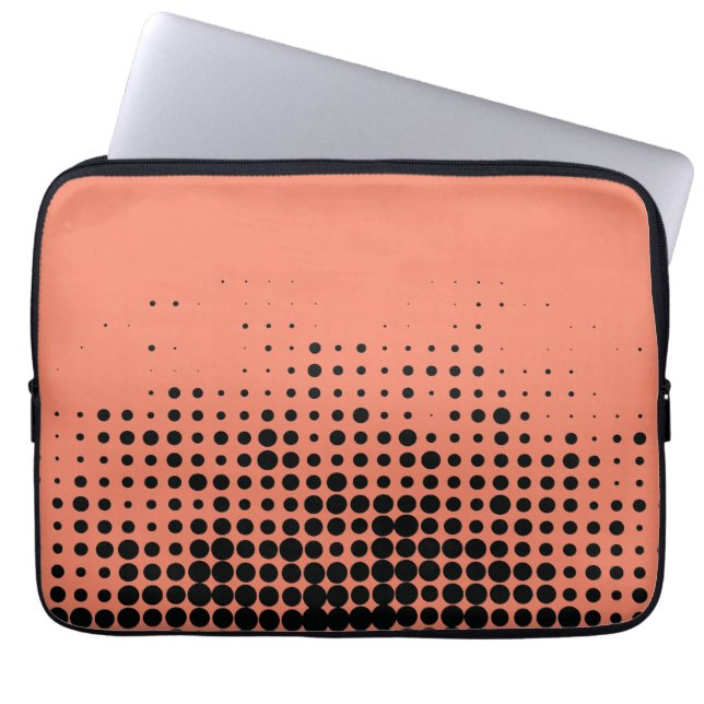 Modern, playful, urban geometric circle pattern laptop sleeve (Front)