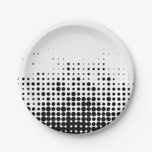 Modern, playful, urban geometric circle pattern paper plate