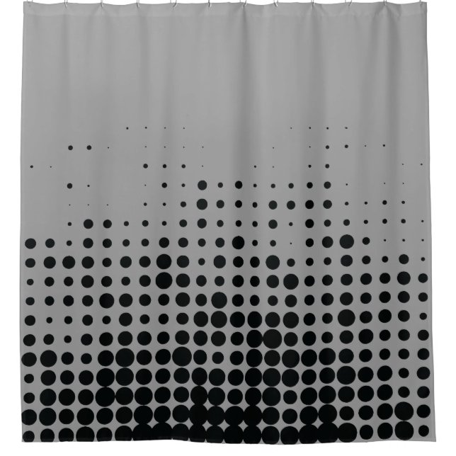 Modern, playful, urban geometric circle pattern shower curtain (Front)