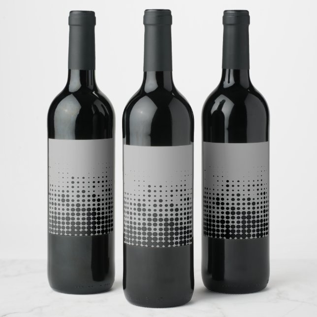 Modern, playful, urban geometric circle pattern wine label (Bottles)