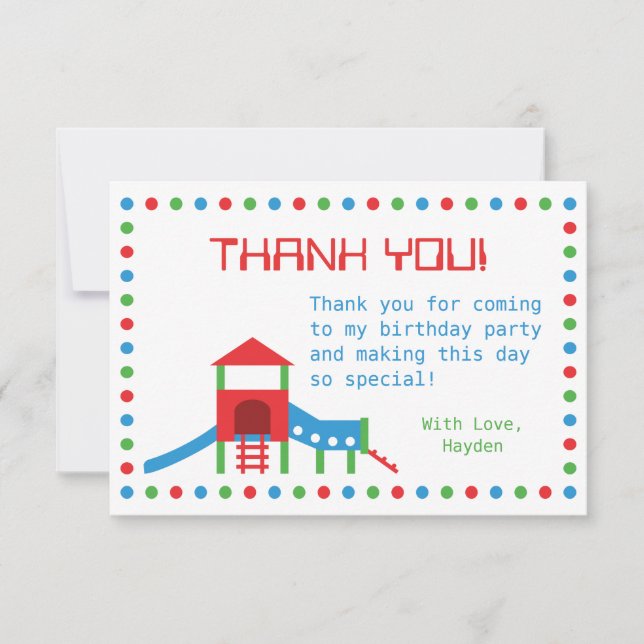 Modern Playground Kids Birthday Thank You Note (Front)