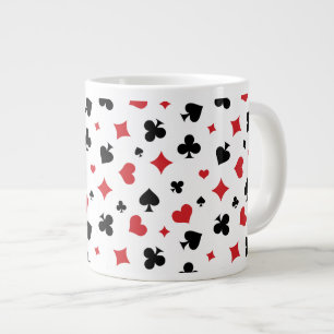 Modern Playing Card Suits Pattern Large Coffee Mug