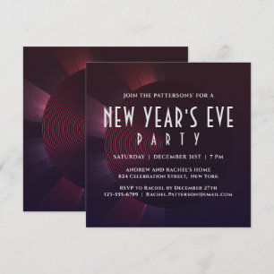 Modern Plum Abstract New Year’s Eve Party Invitation