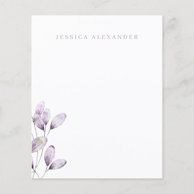 Modern Plum Foliage Personalised Stationery (Front)