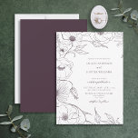 Modern Plum Purple Line Art Floral Wedding Invitation<br><div class="desc">Looking for a wedding invitation that really stands out? Then our modern Plum Purple line art floral wedding invitation design is the perfect choice! This stunning design has all the elegance of a classic wedding, but with enough unique details to make it special. The beautiful Plum Purple hand drawn line...</div>