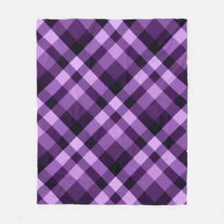 Modern Plum Purple Plaid Medium Fleece Blanket