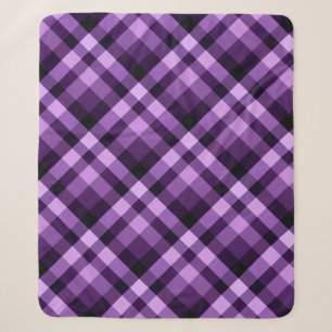 Modern Plum Purple Plaid Medium Sherpa Blanket