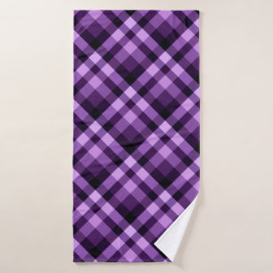 Modern Plum Purple Plaid Pattern Bath Towel