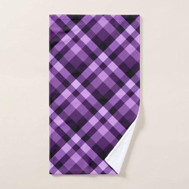 Modern Plum Purple Plaid Pattern Hand Towel (Hand Towel)