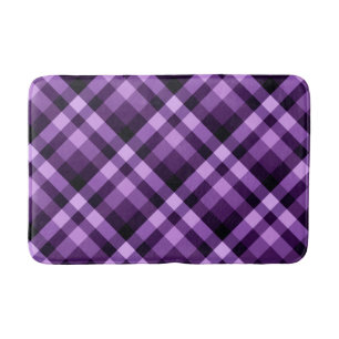 Modern Plum Purple Plaid Pattern Medium Bath Mat