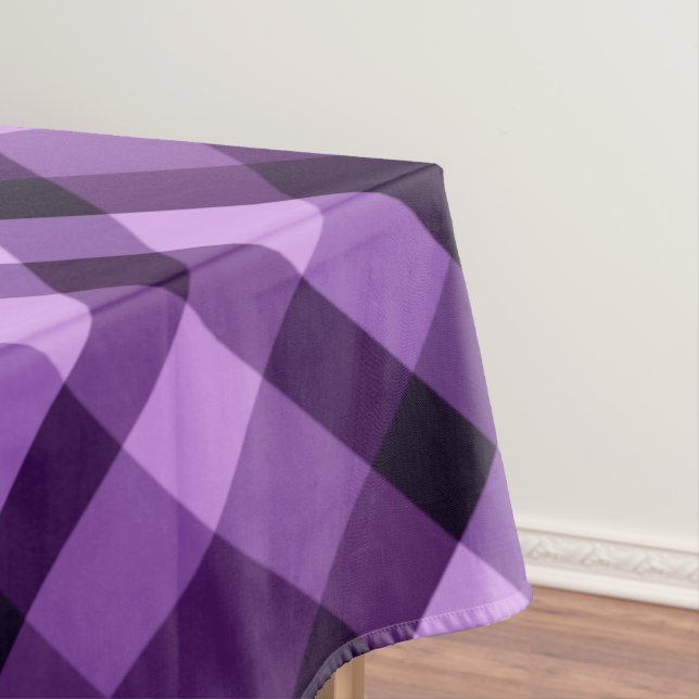 Modern Plum Purple Plaid Pattern Medium Tablecloth (In Situ)
