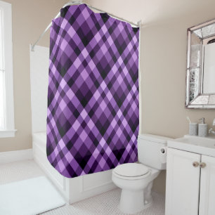 Modern Plum Purple Plaid Pattern Shower Curtain