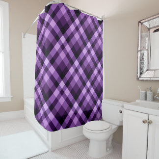 Modern Plum Purple Plaid Pattern Shower Curtain 