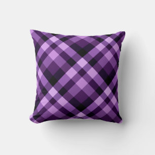 Modern Plum Purple Plaid Pattern Throw Pillow