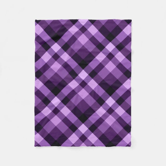 Modern Plum Purple Plaid Small Fleece Blanket (Front)