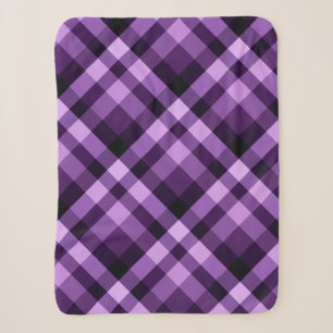 Modern Plum Purple Plaid Small Sherpa Blanket