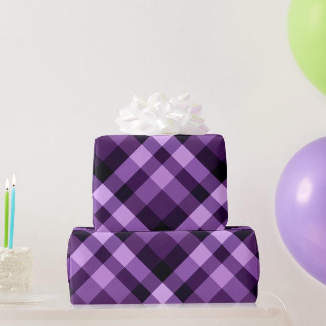 Modern Plum Purple Plaid Wrapping Paper (Party Gifts)