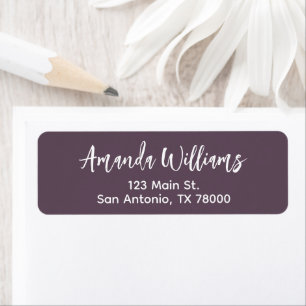 Modern Plum Script Return Address Label