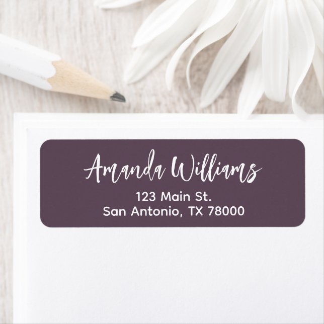 Modern Plum Script Return Address Label (Insitu)