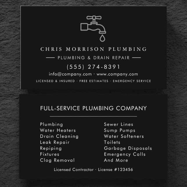 Modern Plumber Plumbing Company Business Card (Creator Uploaded)