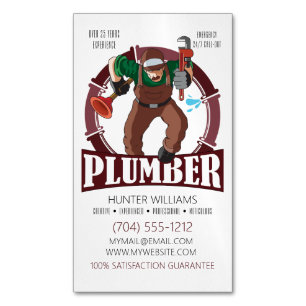 Modern Plumber Repair Handyman Plumbing Magnetic Business Card