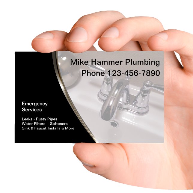 Modern Plumber Sink Faucet Design Business Card (Creator Uploaded)