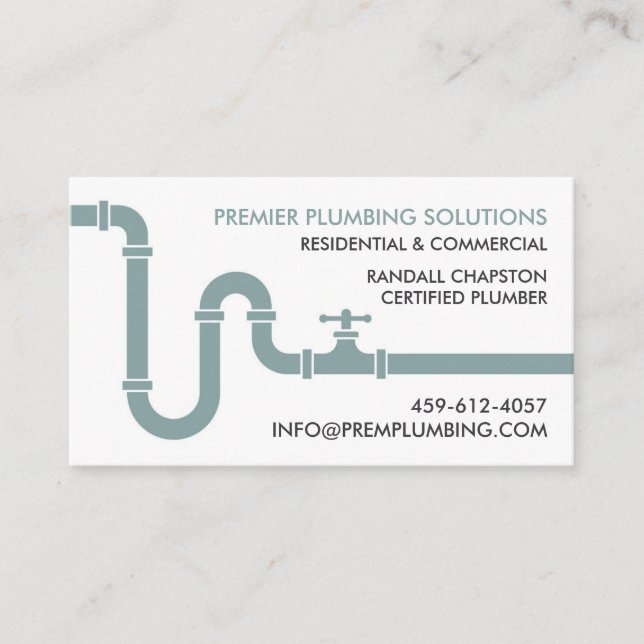 Modern Plumbing Professional Plumber Pipe Services Business Card (Front)