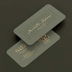 Modern Podcast Radio Host Broadcast Sage Green Business Card