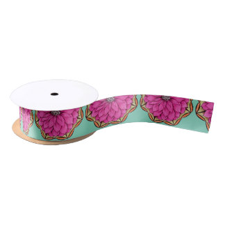 MODERN POINSETTIA in MAGENTA Satin Ribbon