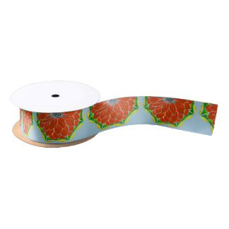 MODERN POINSETTIA in ORANGE Satin Ribbon