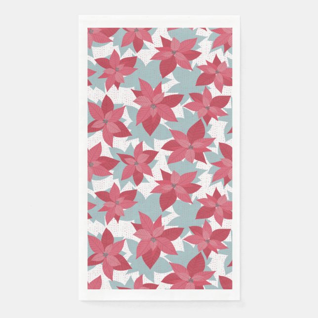 Modern Poinsettia Paper Guest Towels Napkin (Front)