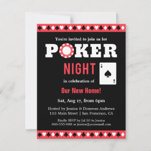 Modern Poker Game Night Party Invitations
