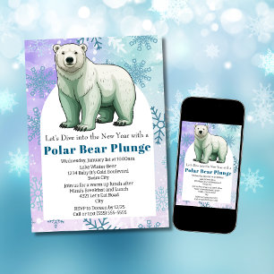 Modern Polar Bear Plunge New Year's Day Party Invitation