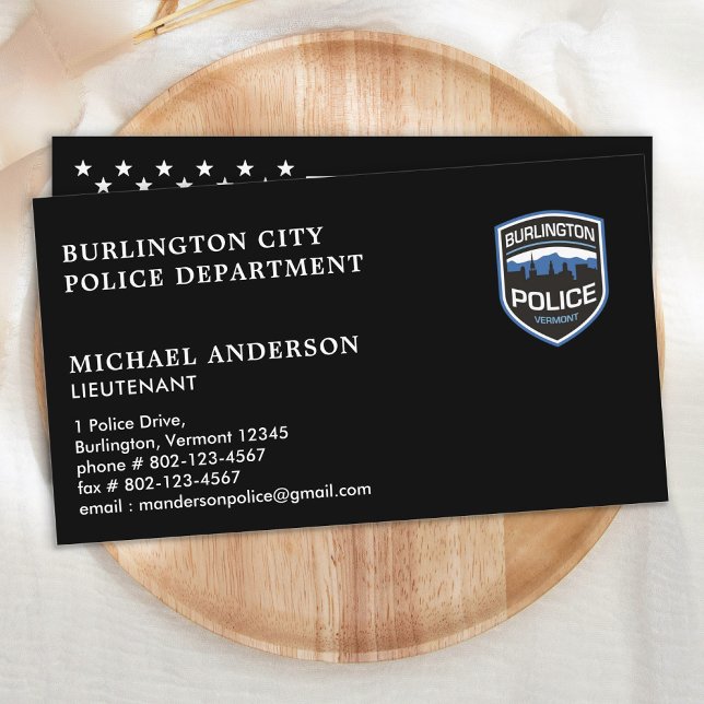Modern Police Officer Custom Logo Law Enforcement Business Card (Creator Uploaded)