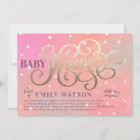 Modern Polk Dot Surprise Boy Gold Foil Baby Shower