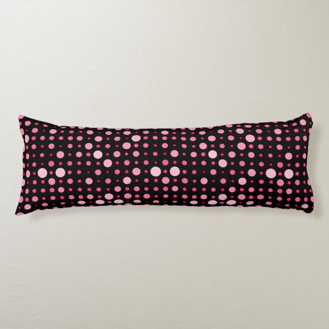 Modern Polka Dot 01.Pink Black BG Body Cushion (Front)
