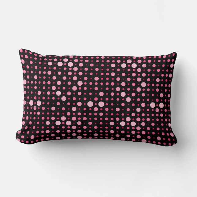 Modern Polka Dot 01.Pink Black BG Lumbar Cushion (Front)
