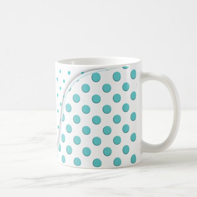 Modern Polka Dot Design Turquoise White Coffee Mug (Right)