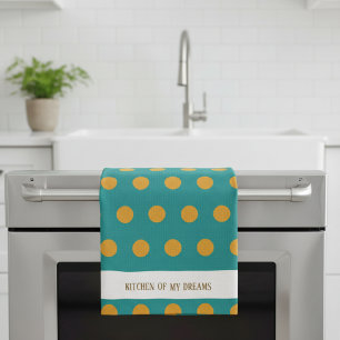 Modern Polka Dot Kitchen Towel, Personalized Tea Towel